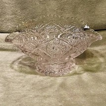 Vintage Scalloped Edge Cut Lead Crystal Pedestal Candy Dish (1940s) - £21.71 GBP