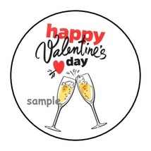 30 Happy Valentine&#39;s Day Envelope Seals Labels Stickers 1.5&quot; Hearts Champagne - £6.08 GBP