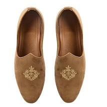 Mens Jutti ethnic Mojari designer wedding Indian flats Shoes US size 7-12 Tan  - £35.40 GBP