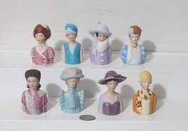 Vintage Complete Set Of 8 Elegant Lady Bust Circa Porcelain Thimble: By Avon 198 - £19.18 GBP