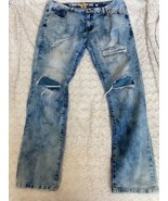 Grindhouse Denim Men’s Distressed Light Wash Blown Knee Jeans 38X32 - $42.09 CAD