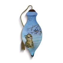 Ne'Qwa Art We Wish You a Meow-y Christmas by Hazel Lincoln Glass Ornament - £34.06 GBP