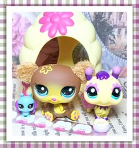 Authentic Littlest Pet Shop LPS #2468 #2467 Cuddly Ears Teddy Bear Honey Bee Set - £26.71 GBP