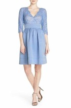 Eliza J Lace &amp; Faille Dress Petite Sz 6P Blue - $1,283.57 MXN
