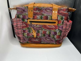 Nena &amp; Co Weekender One of a Kind Leather Bag with print - £157.48 GBP