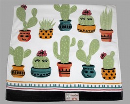 Flirty Cactus Smiley Faces Eye Lashes Southwest Pots Velour BATH Towel NWT - $19.99