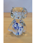 Vintage Solid Art Glass Crystal Owl Paperweight Blue 4” tall Taiwan Hand... - £15.92 GBP