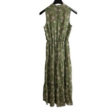 Lush Maxi Dress Womens S Green Floral Tiered High Neck Metallic Accent Fairy - $29.60