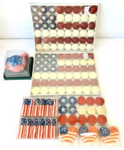 Lot July 4 Candles Red White Blue Stars Stripes Teapot Firecrackers Flag... - £42.74 GBP