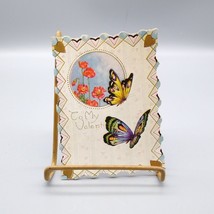 Antique Valentine Greeting Card, Flowers and Butterflies in Art Deco Style Die - £6.18 GBP