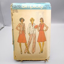 UNCUT Vintage Sewing PATTERN Simplicity 7376, Misses 1976 Jacket Vest Skirt - £13.72 GBP