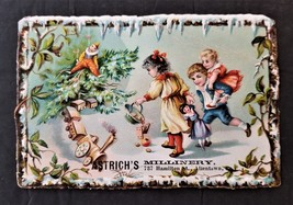 1880 antique ASTRICH MILLINERY allentown pa AD CARD child toys doll clown train - £37.91 GBP