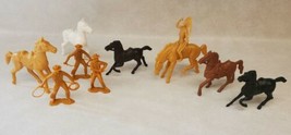 Hard Bright Plastic Cowboys &amp; Indians &amp; Horses Western Figures Unbranded... - £15.61 GBP