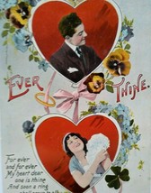 Victorian Lovers Valentines Day Postcard Gel Barton &amp; Spooner Series 1303 Unused - £25.18 GBP