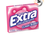 3x Packs Wrigley&#39;s Extra Classic Bubble Gum | 15 Sticks Per Pack | Sugar... - £8.77 GBP