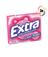 3x Packs Wrigley&#39;s Extra Classic Bubble Gum | 15 Sticks Per Pack | Sugar... - £8.84 GBP