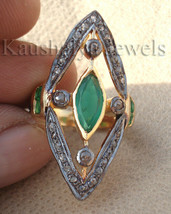 Victorian 1.00ct Rose Cut Diamond Emerald Christmas Wedding Women&#39;s Ring - £478.17 GBP