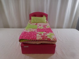 American Girl Doll 18” Blossoms & Blooms Pink Green Bed & Bedding  Set - $31.70