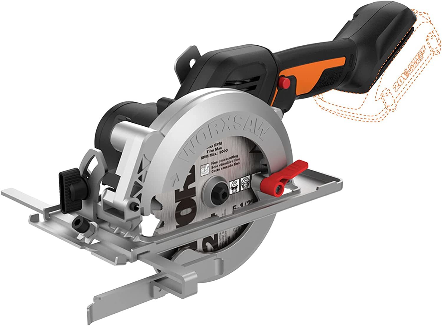Worx WX531L.9 20V Power Share WORXSAW 4.5" Cordless Compact Circular, Tool Only - $120.99