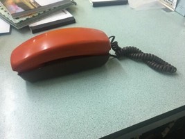 VTG Retro Mod Western Electric orange brown Telephone Push Button Trimli... - $49.99