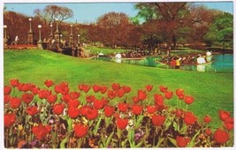 Massachusetts Postcard Boston Swan boats &amp; Tulips Public Garden - £1.71 GBP