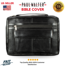 Genuine Leather Bible Cover Carrying Bag Zippered Case with Protective Handle - £15.98 GBP