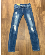 Machine Jeans Women's 26/31 Juniors Sz 1 Skinny Distressed Low Rise Medi... - $18.81