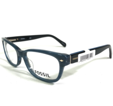 Fossil Eyeglasses Frames FOS 7009 BLUE HORN Black Blue Cat Eye 52-16-140 - £47.63 GBP