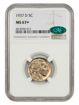 1937-D 5C NGC/CAC MS67+ - £1,261.92 GBP