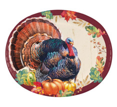 Harvest Turkey 8 Ct Paper Banquet Buffet Oval Platters Plates Thanksgiving - £6.79 GBP