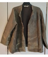 Womens Plus 14/16 Soft by Avenue Silver Green Metallic Open Blazer Jacket - $349.79 MXN
