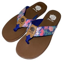 Yellow Box Flip Flops Purple Pink Sequins Coastal Seashell Shiny Sandals Faintly - £30.73 GBP