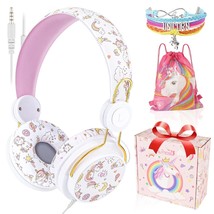 Unicorn Headphones For Girls Kids For School, Kids Wired Headphones With Microph - £23.97 GBP