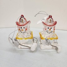 Lot Of 2 Seasons of Cannon Falls Christmas Ornament Ice Cube Fireman Snowman Hat - $15.46