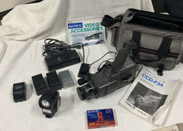 Sony Handycam Video 8 CCD-F34 AS IS PARTS ONLY 4 batteries, charger, bag, books - £13.82 GBP