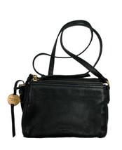 Margot Pebbled Leather Bag Crossbody 3 Compartments Black Shoulder Conve... - £30.28 GBP