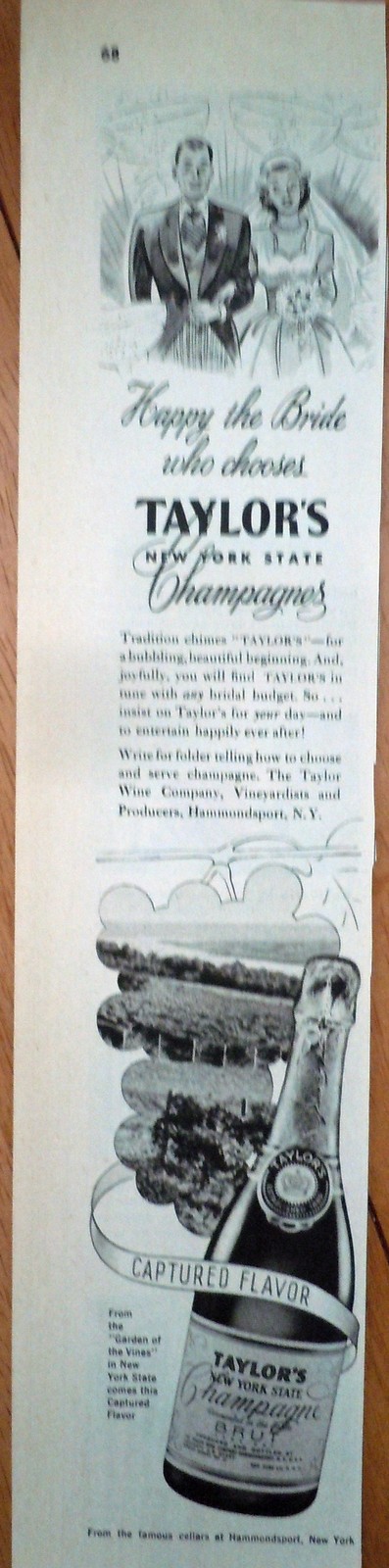 Taylor’s New York State Champagnes Magazine Advertising Print Ad 1950s - $3.99