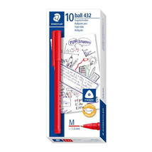 Staedtler Medium Stick Triangular Ballpoint Pen 10pcs - Red - £26.22 GBP