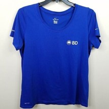 Nike Tee Womens Dri Fit T Shirt Size XL Blue Short Sleeve BD Medical Logo Swoosh - £7.78 GBP