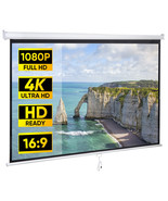 Manual Pull Down Projector Screen 80 Inch For Movie Home Theater Cinema ... - $83.99