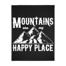 Personalised velveteen microfiber blanket with mountains are my happy place print thumb200