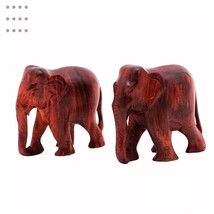 Natürliches original rotes Sandelholz Elefanten Paar Statue Lal Chandan ... - $44.21