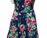 Rockin Betty Sara USA Knielang Pin Up 50’S Stil Blumenmuster Kleid Blau ... - $21.78