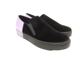 Free People Women&#39;s Varsity Slip-On Sneakers Velour Black/Purple Size 7.5M - £28.17 GBP