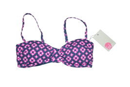 Boden Ischia Bandeau  Bikini Swim Top w/Light Padding Hot Pink &amp; Navy Si... - £14.37 GBP