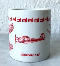 Staggerwing D-17S Airplane Mug Vintage Beechcraft Model 17 White Red Cof... - $18.95