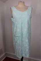 Vtg Fresh Produce M SeaFoam Green Floral Cotton Short Tank Dress Pocket USA - £23.53 GBP