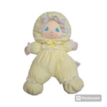 1994 Little Darlin&#39;s Baby Doll Yellow Soft Terry Cloth Blue Eyes Bonnet 13&quot; VTG - £27.14 GBP
