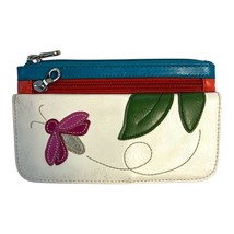 Relic by Fossil Zip Wallet | Dragonfly Appliqué | Teal and Red Faux Leat... - $18.00