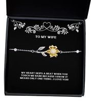 Inspire Wife Sunflower Bracelet, My Heart Skips a Beat When You Touch me Babe Be - £39.52 GBP